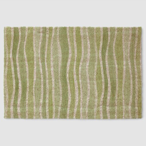Wavy Lime Green Cream Stripes Fiber Doormat