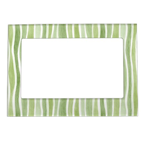Wavy Lime Green Cream Stripes Magnetic Frame