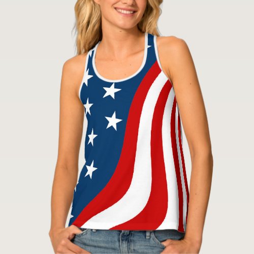 Wavy Line and Stars Retro Chic Style Tank Top