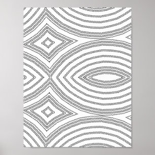Wavy Line Diamond Pattern Coloring Page Design Poster