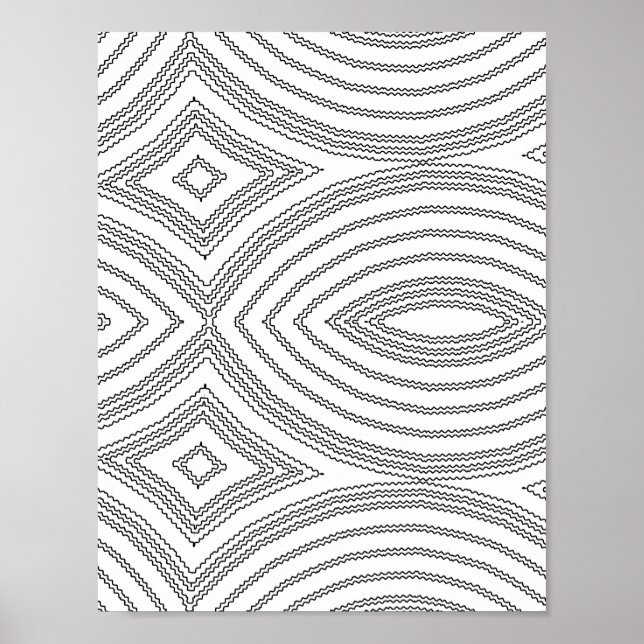 Wavy Line Diamond Pattern Coloring Page Design Poster (Front)