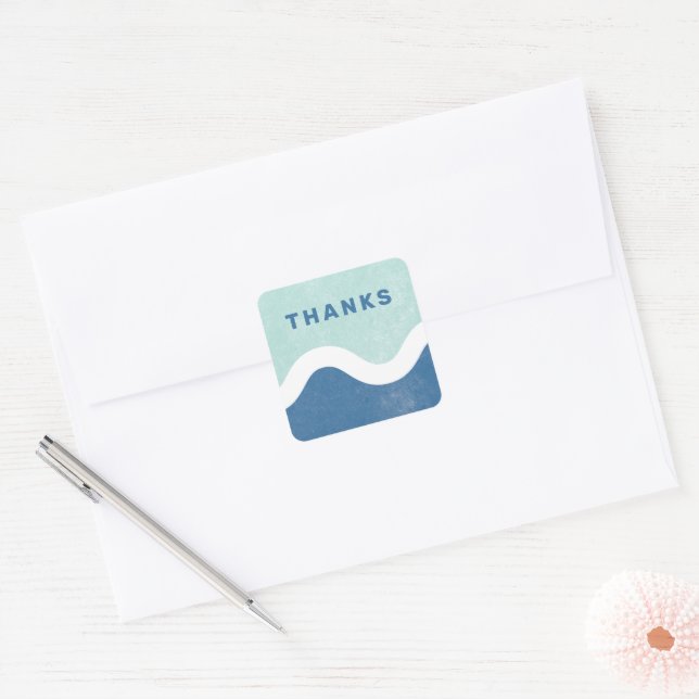 Wavy Line Thank You Envelope Seal - Blue (Envelope)