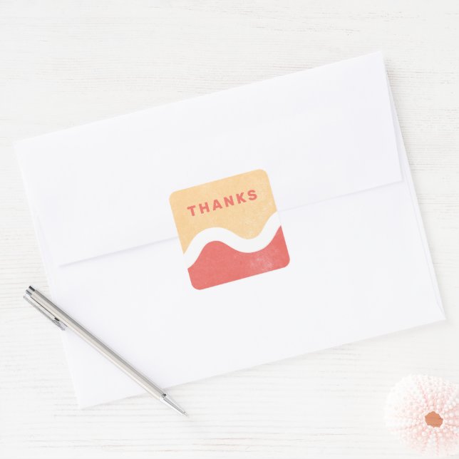 Wavy Line Thank You Envelope Seal - Red (Envelope)
