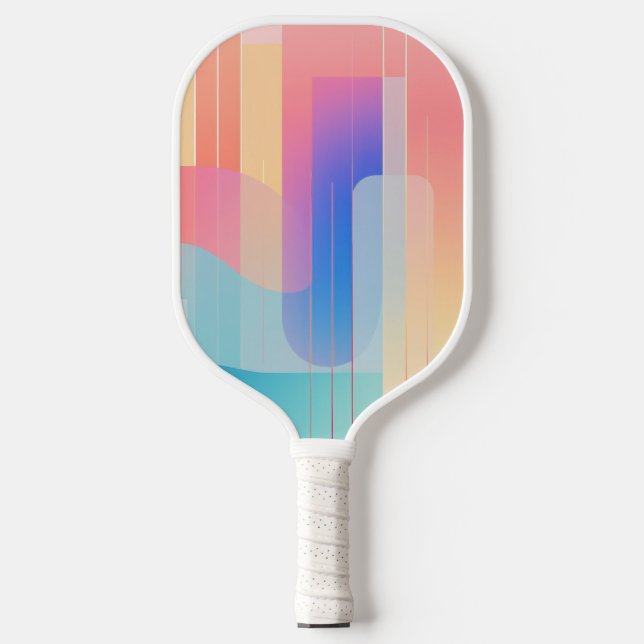Wavy lines and shapes in pastels pickleball paddle (Front)