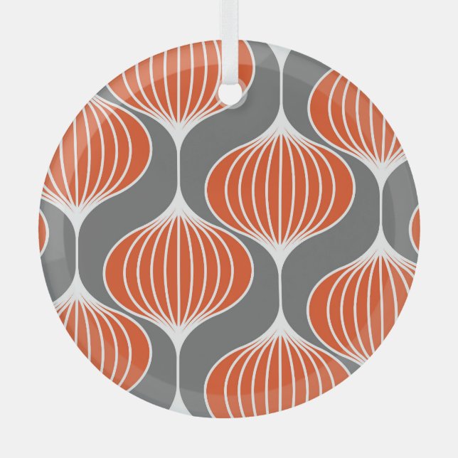 Wavy lines: geometric vintage pattern. glass ornament (Front)