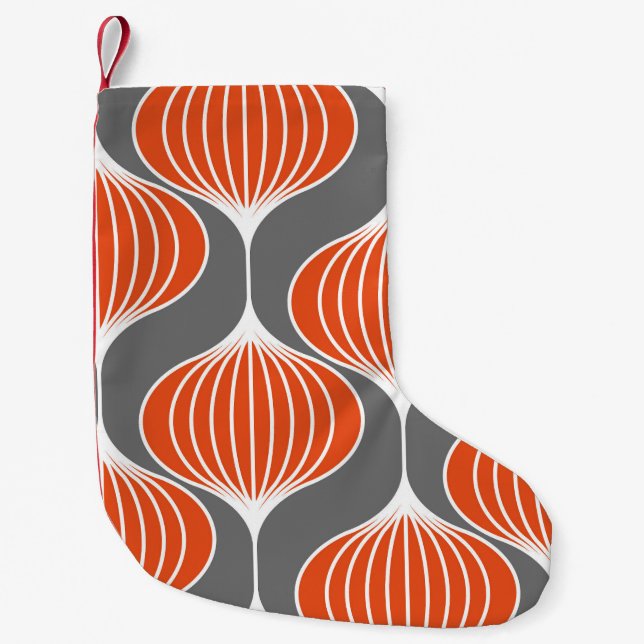Wavy lines: geometric vintage pattern. small christmas stocking (Front)