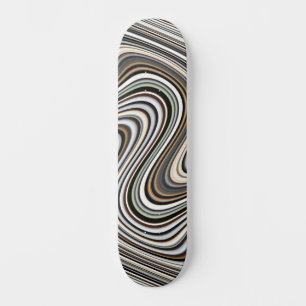 Wavy Lines in Light Brown/Beige/Turquoise Blue Skateboard Deck