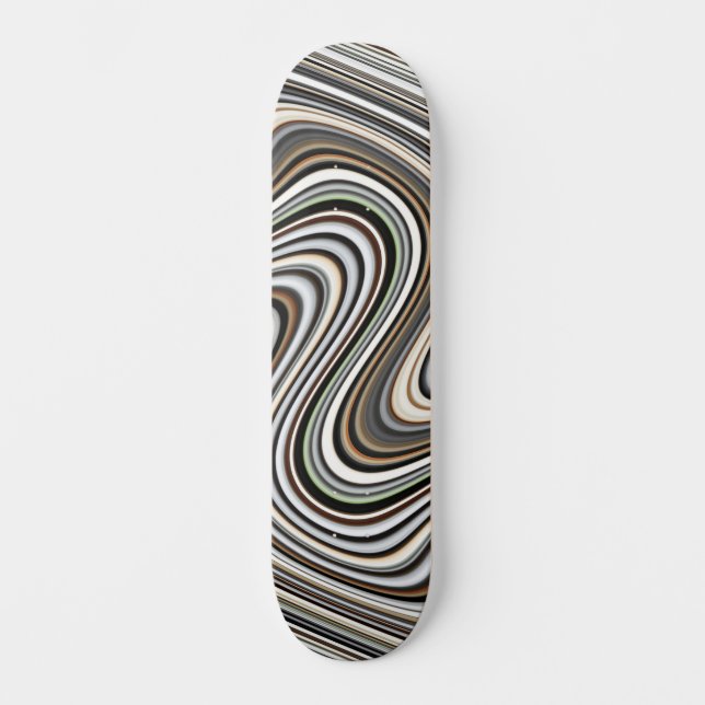 Wavy Lines in Light Brown/Beige/Turquoise Blue Skateboard Deck (Front)