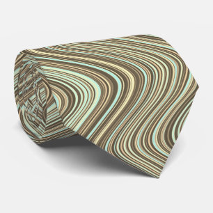 Wavy Lines in Light Brown/Beige/Turquoise Blue Tie