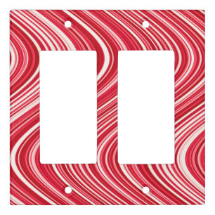 Wavy Lines in Red and White Light Switch Cover