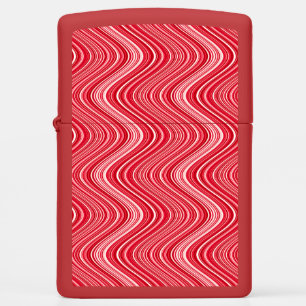 Wavy Lines in Red and White Zippo Lighter