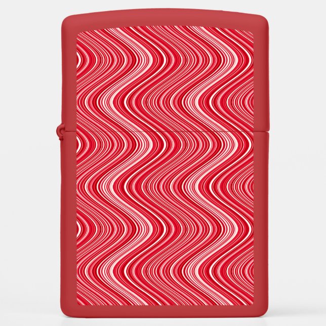 Wavy Lines in Red and White Zippo Lighter (Front)