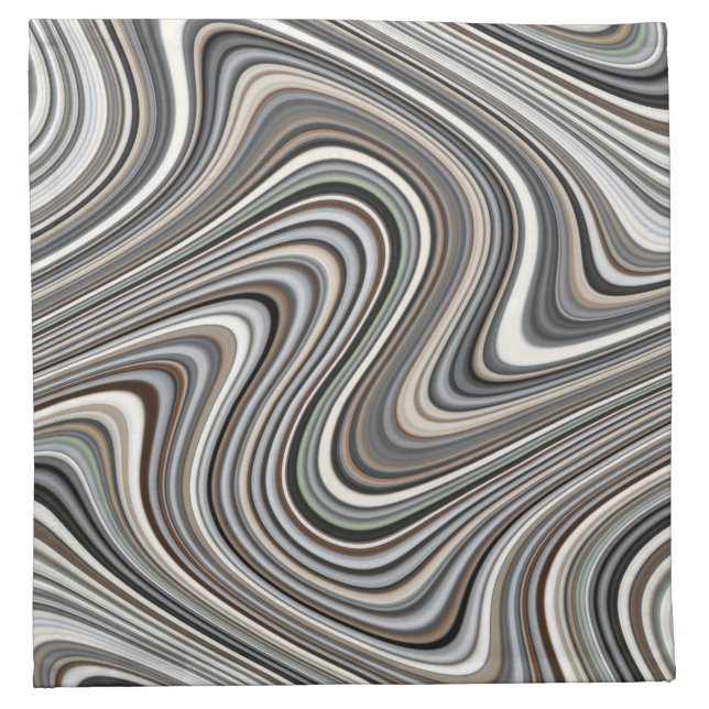 Wavy Lines - Light Brown/Sand/Beige/Turquoise/Blue Napkin (Front)