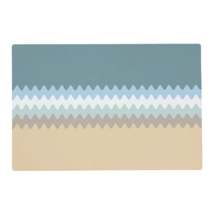 Wavy Lines - Light Brown/Sand/Beige/Turquoise/Blue Placemat