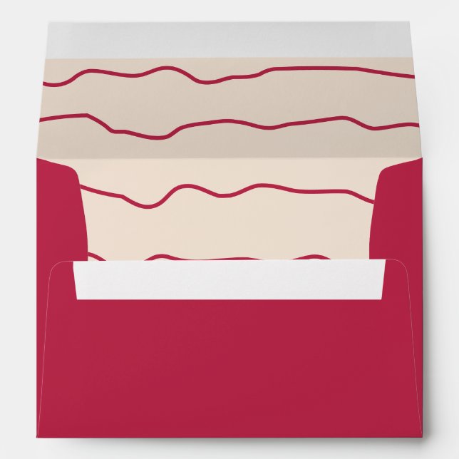Wavy Lines Magenta Pink Modern Bold Wedding Envelope (Back (Bottom))