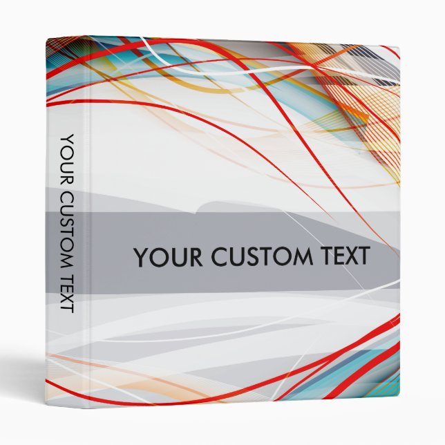 Wavy Lines Modern Science and Technology Custom 3 Ring Binder (Front/Spine)