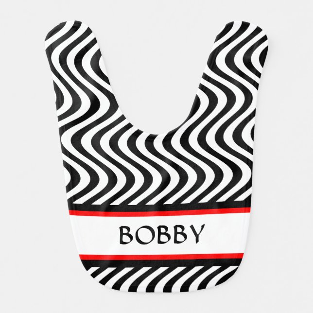 Wavy Lines Monogrammed Bib (Front)