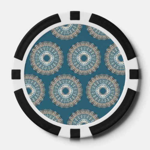 Wavy Lines pattern blue Poker Chips
