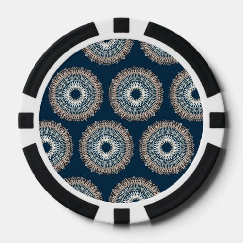 Wavy Lines pattern dark blue Poker Chips