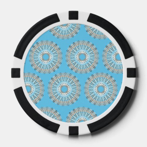 Wavy Lines pattern light blue Poker Chips