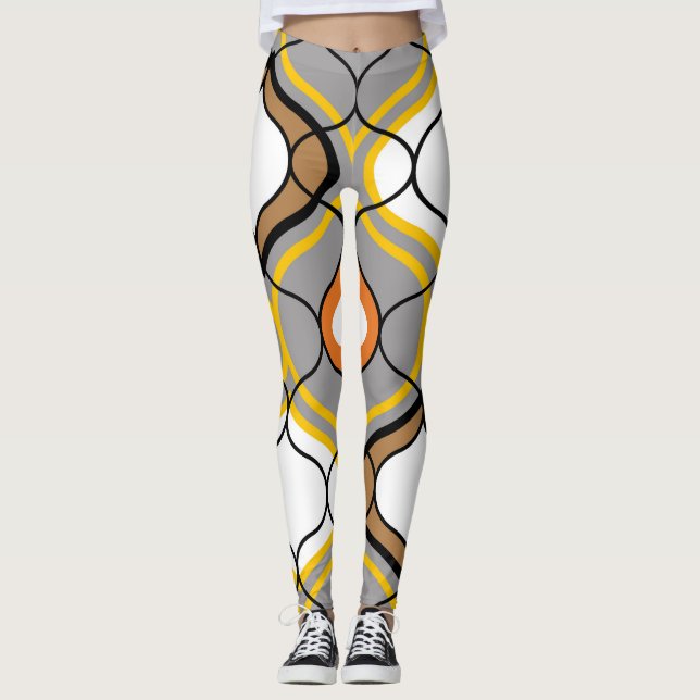 Wavy lines, seamless geometric pattern. leggings (Front)