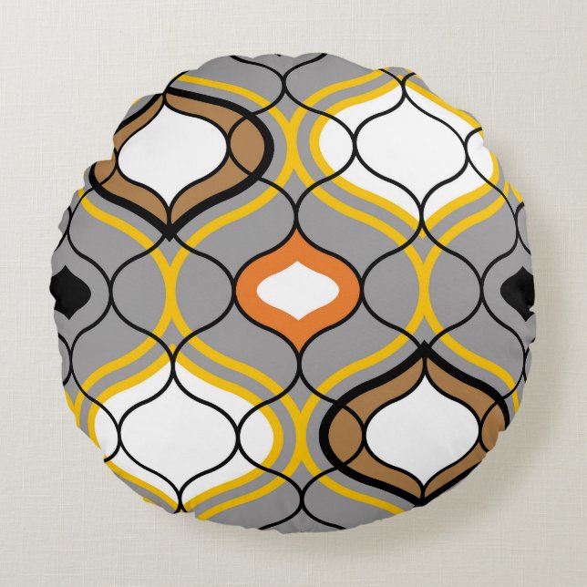 Wavy lines, seamless geometric pattern. round pillow (Front)