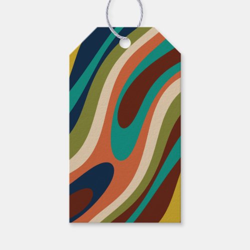 Wavy Loops Multi_Color Retro Abstract Pattern Gift Tags