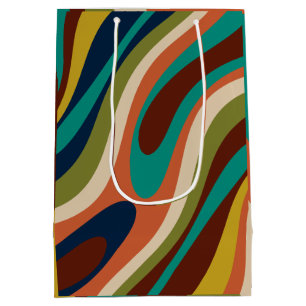 Wavy Loops Multi-Color Retro Abstract Pattern Medium Gift Bag