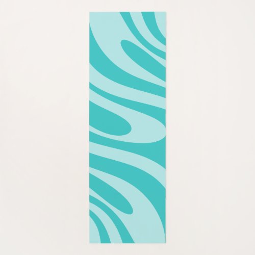 Wavy Loops Retro Abstract Pattern in Aqua Teal Yoga Mat