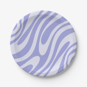 Wavy Loops Retro Abstract Pattern Light Purple Paper Plates