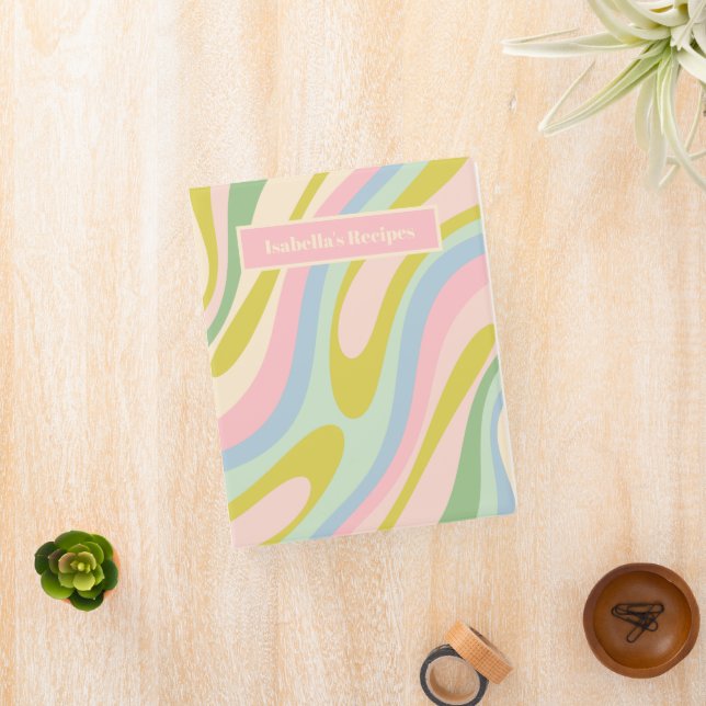 Wavy Loops Retro Abstract Pattern Pastel Mini Binder (InSitu)