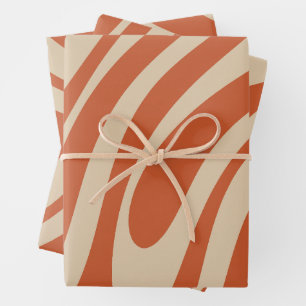 Wavy Loops Retro Boho Abstract Pattern Wrapping Paper Sheets