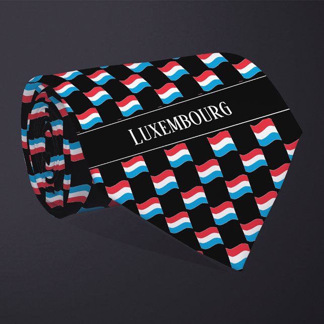 Wavy Luxembourg Flag Pattern  Neck Tie (Creator Uploaded)