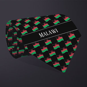 Wavy Malawi Flag Pattern Neck Tie