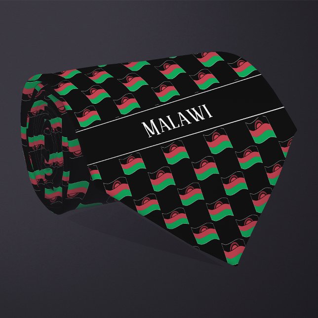 Wavy Malawi Flag Pattern  Neck Tie (Creator Uploaded)