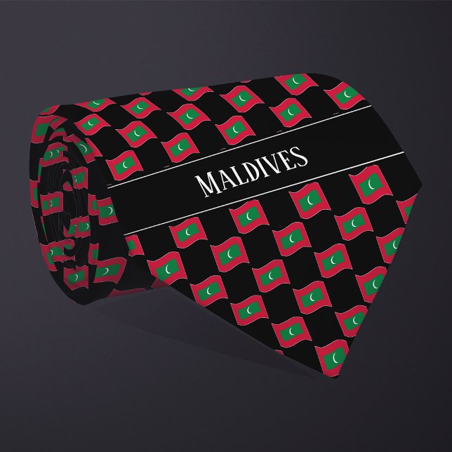 Wavy Maldives Flag Pattern  Neck Tie (Creator Uploaded)