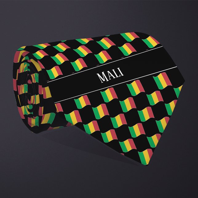 Wavy Mali Flag Pattern  Neck Tie (Creator Uploaded)
