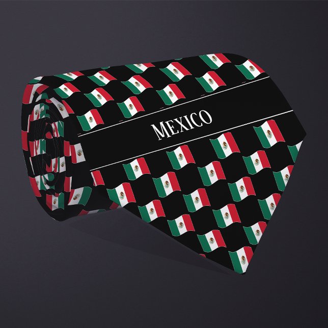 Wavy Mexico Flag Pattern  Neck Tie (Creator Uploaded)