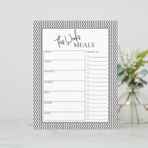 Wavy Minimal Script Text Weekly Meal Planner