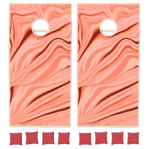 Wavy mix peach, salmon, clear coral and pink cornhole set