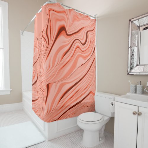 Wavy mix peach salmon clear coral and pink shower curtain