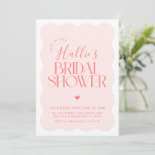 Wavy Modern Curvy Red Pink Bridal Shower  Invitation (Standing Front)