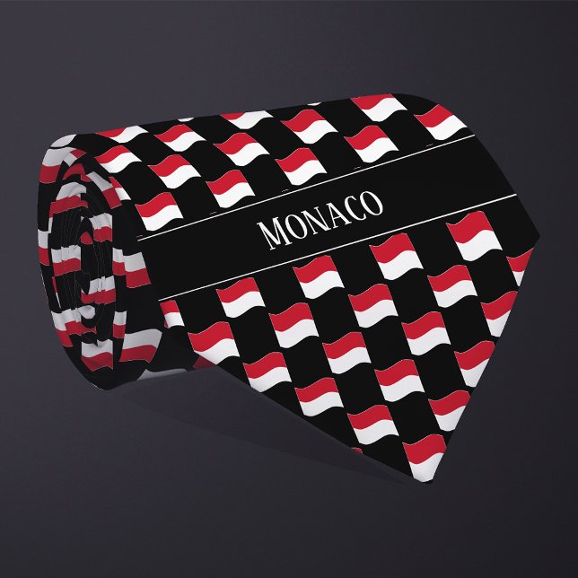 Wavy Monaco Flag Pattern  Neck Tie (Creator Uploaded)