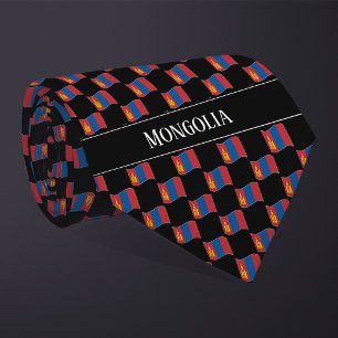 Wavy Mongolia Flag Pattern Neck Tie
