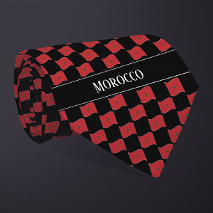 Wavy Morocco Flag Pattern Neck Tie