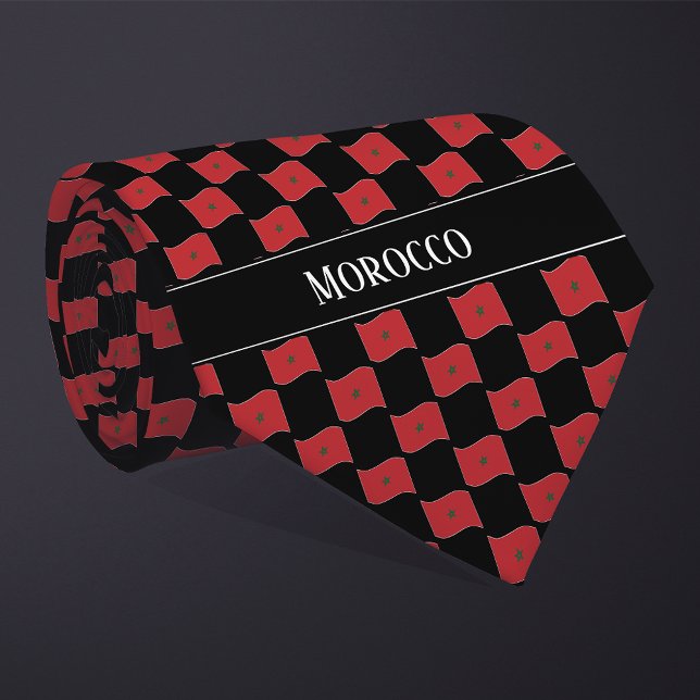 Wavy Morocco Flag Pattern  Neck Tie (Creator Uploaded)