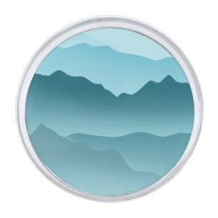 Wavy Mountains Are Calling Blue Gradient Silver Finish Lapel Pin