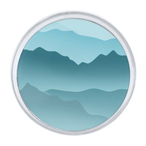 Wavy Mountains Are Calling Blue Gradient  Silver Finish Lapel Pin