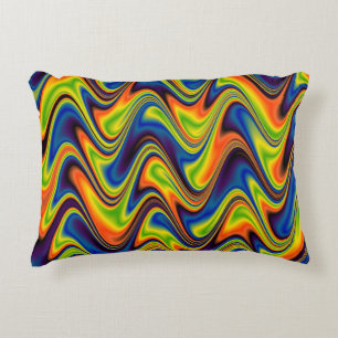 Wavy Multicolor Abstract Accent Pillow