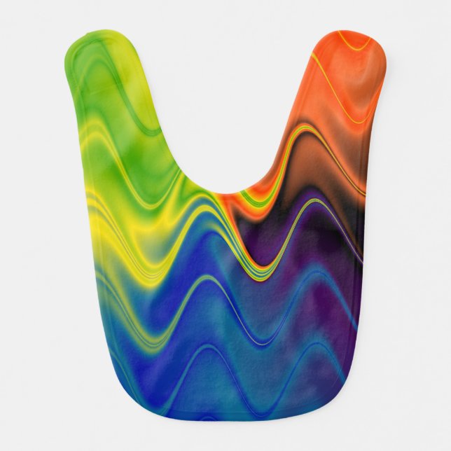 Wavy Multicolor Abstract Baby Bib (Front)